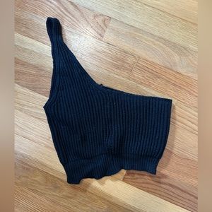 One shoulder knitted crop top